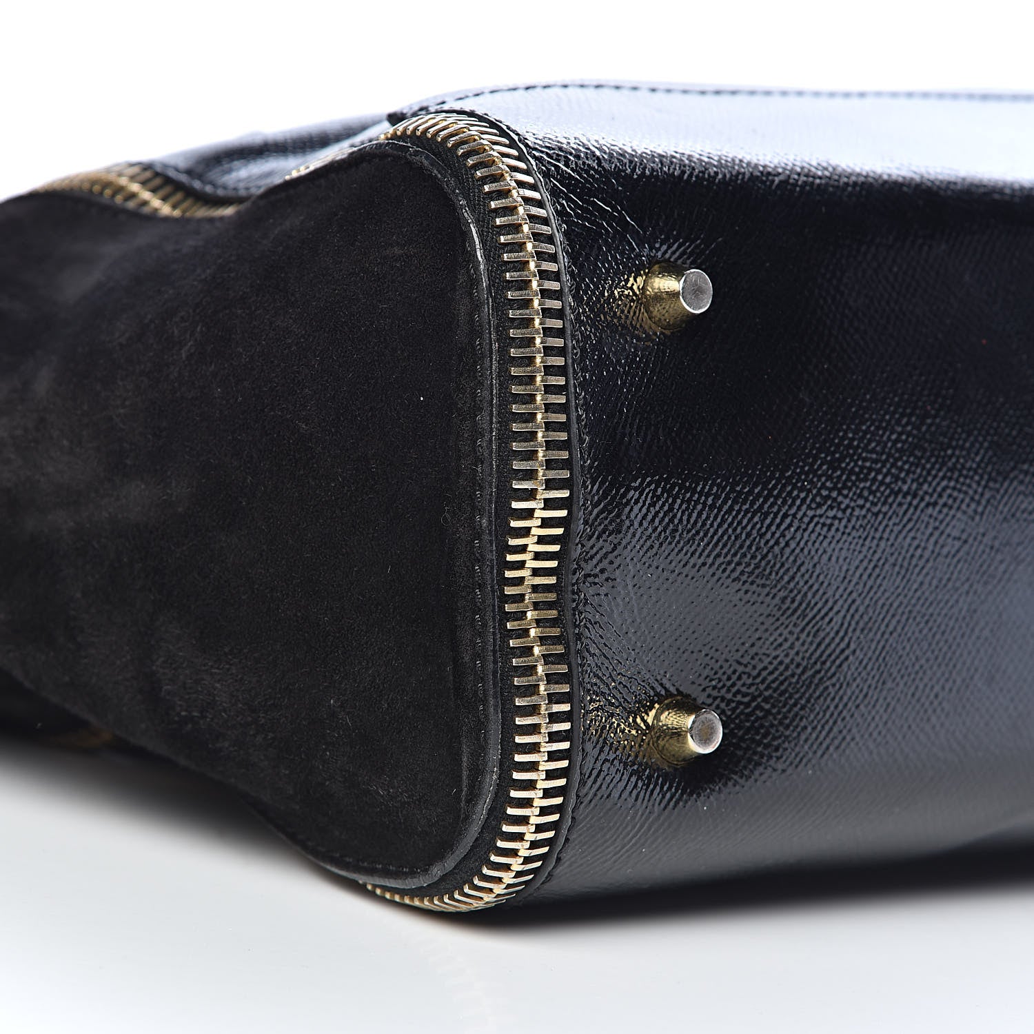 Burberry Patent Suede Zip Detail Tote Black 10 of 13