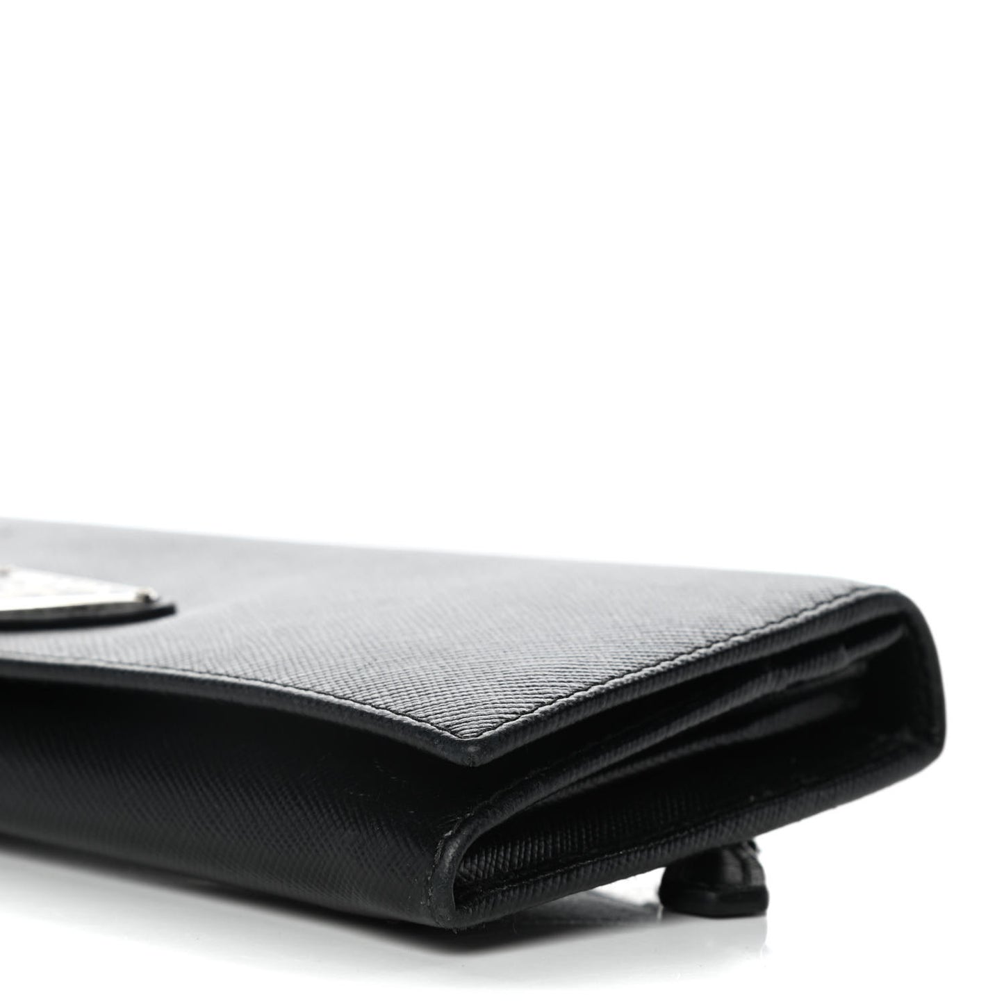Saffiano Triangle Continental Flap Wallet Black