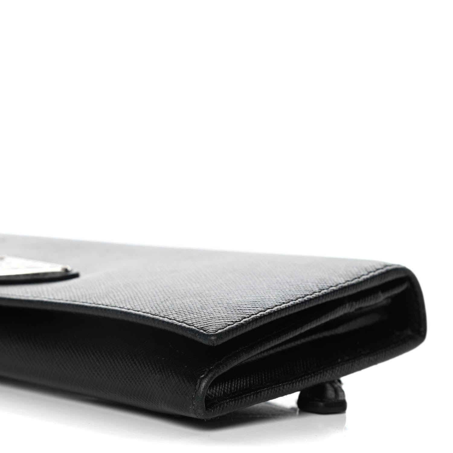 Prada Saffiano Triangle Continental Flap Wallet Black 9 of 13
