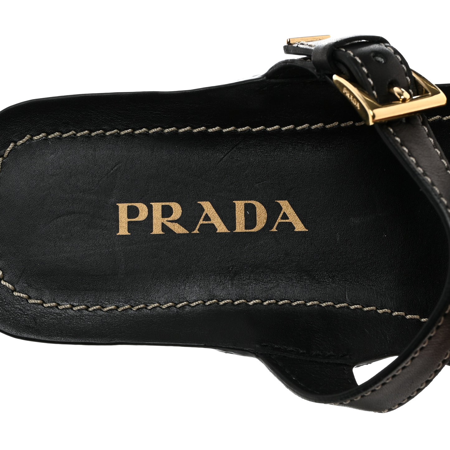 Calfskin Sandali Two Strap Flat Sandals 38 Black