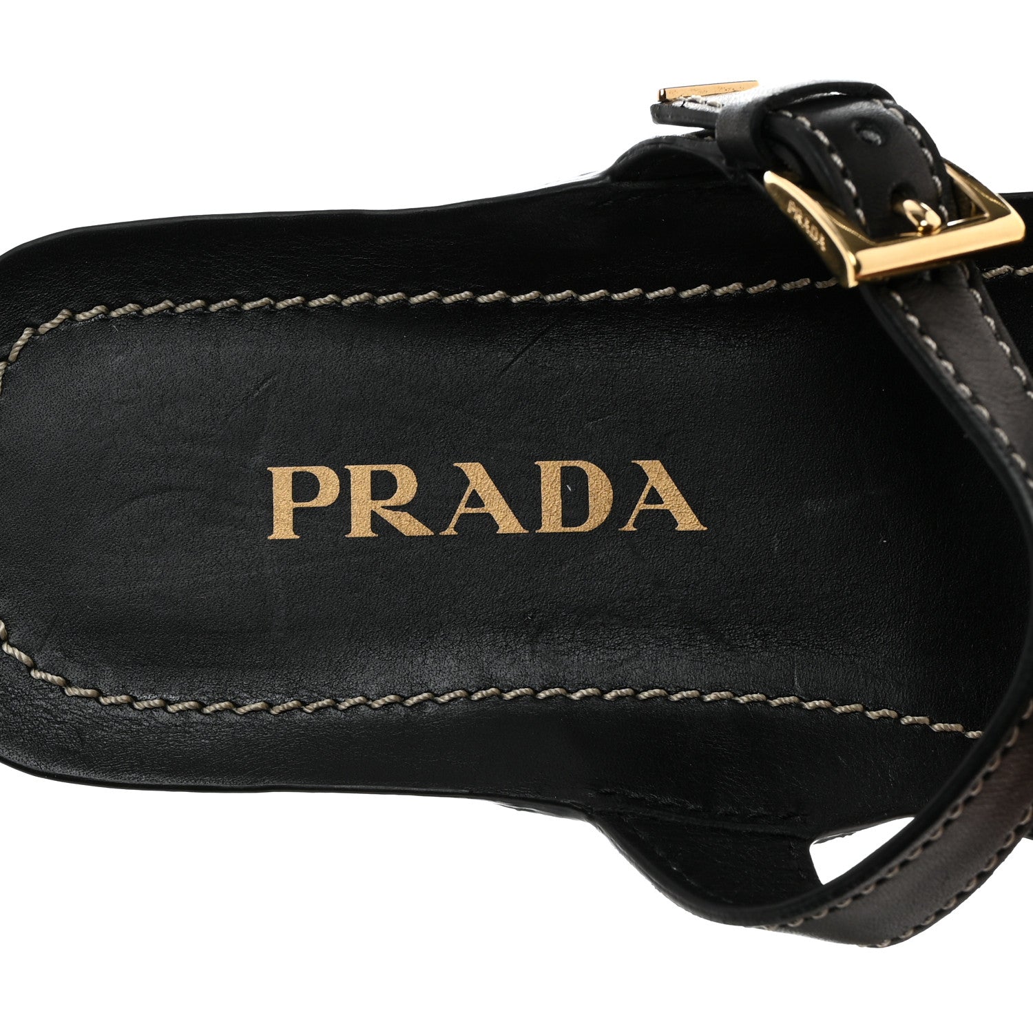 Prada Calfskin Sandali Two Strap Flat Sandals 38 Black 7 of 7