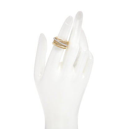 David Yurman 18K Yellow White Gold Diamond 11mm Wide Crossover Ring 50 5.5 2 of 4