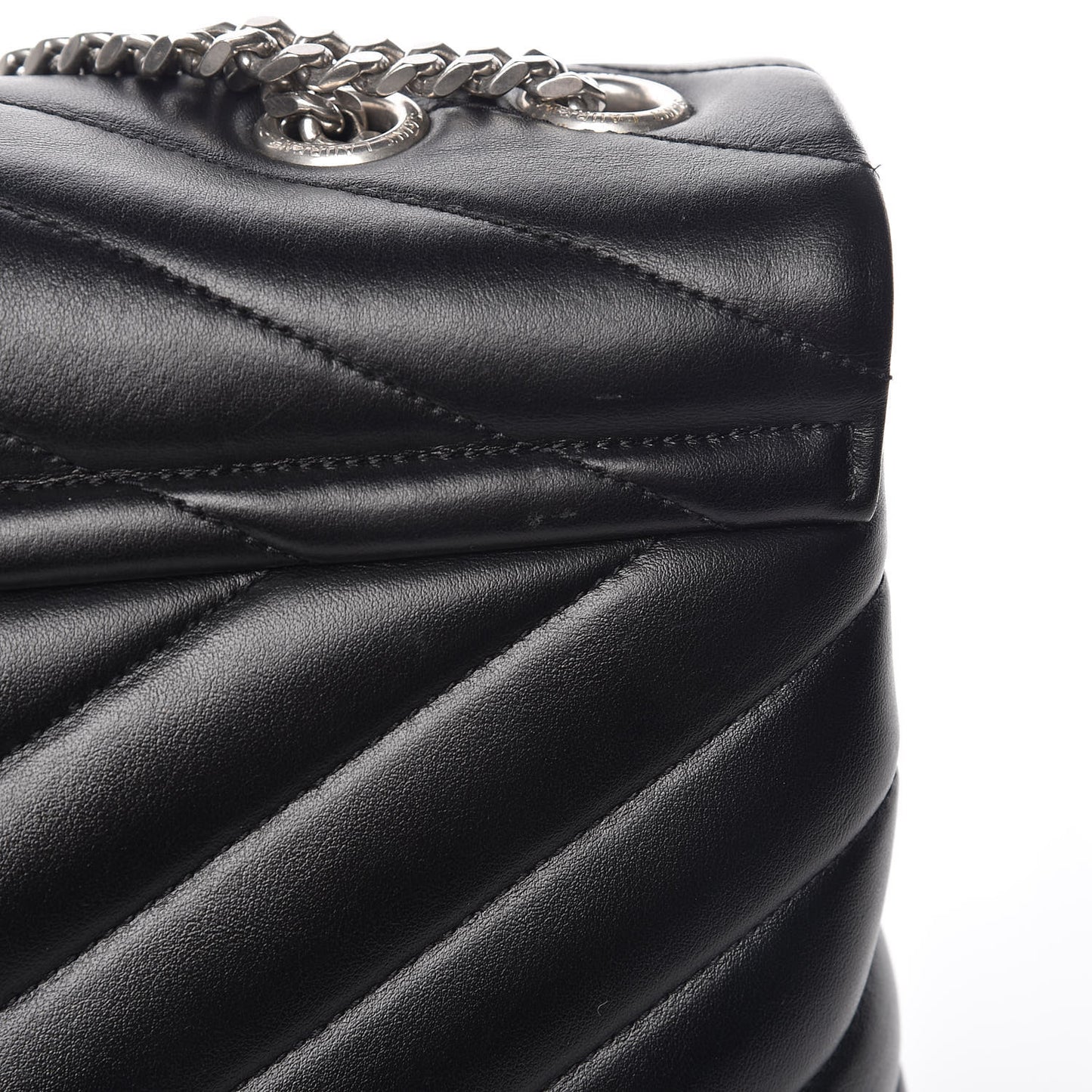 Calfskin Y Quilted Monogram Medium Loulou Chain Satchel Black