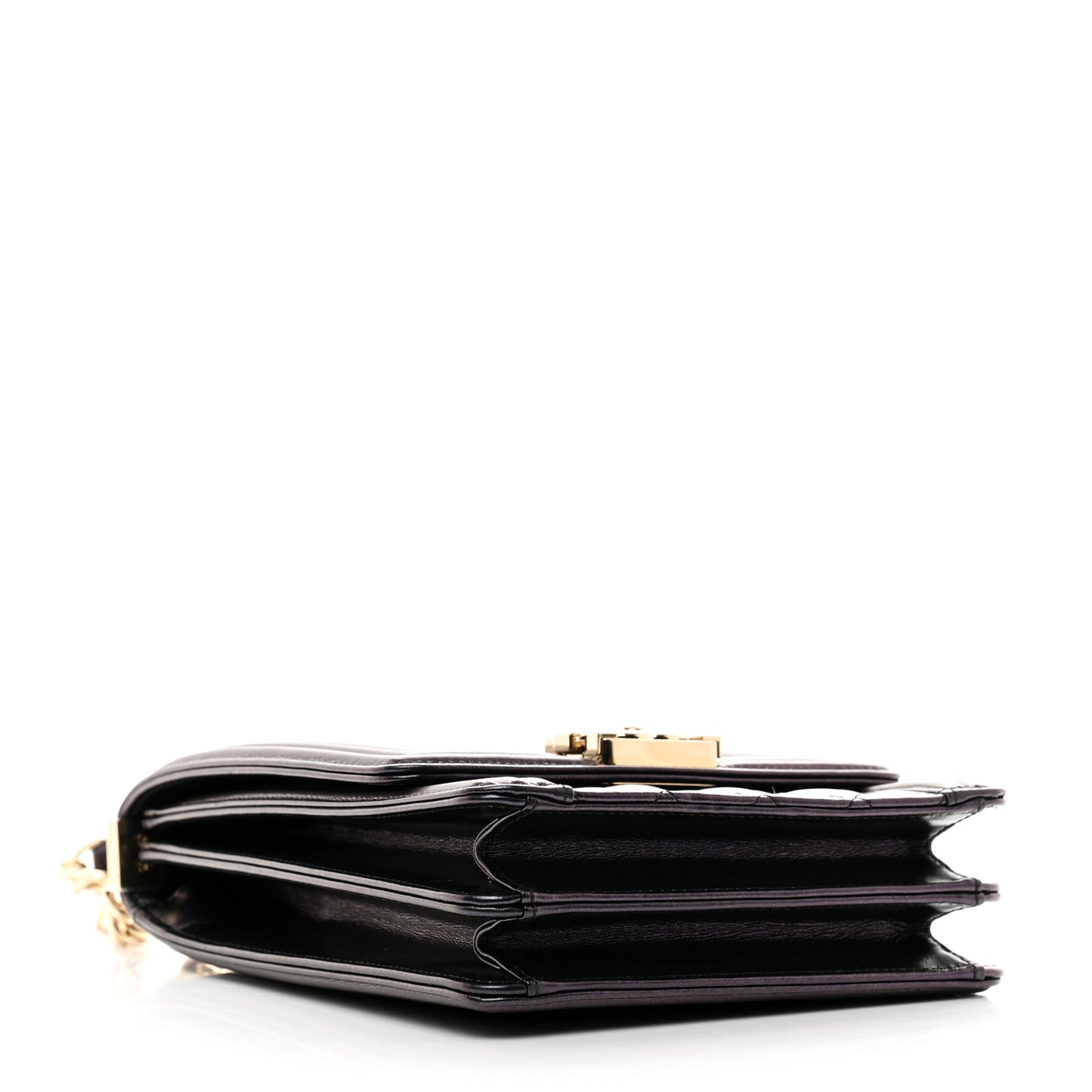 Calfskin Quilted North South Boy Flap Black