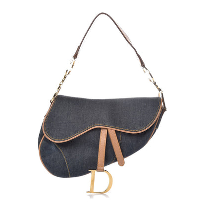 Christian Dior Denim Calfskin Saddle Bag Blue 1 of 8
