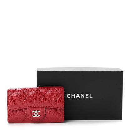 Chanel Metallic Caviar Quilted 6 Key Holder Dark Pink 9 of 10