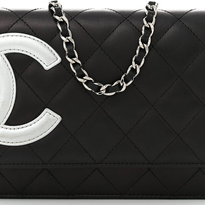 Chanel Calfskin Quilted Cambon Wallet on Chain WOC Black Silver 9 of 11