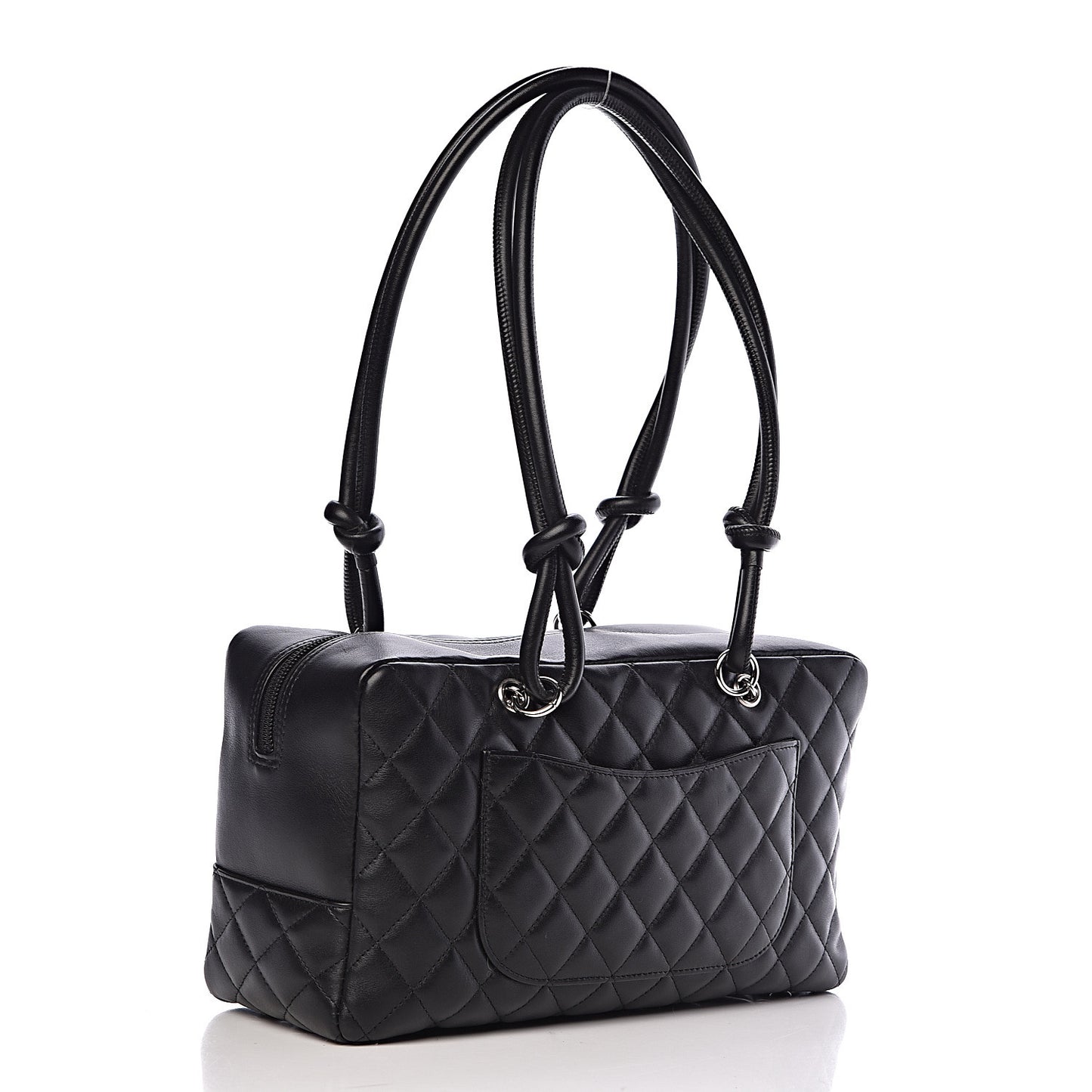 Calfskin Quilted Large Cambon Bowler Black White