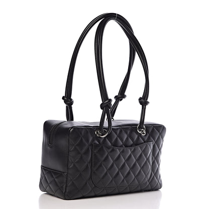 Chanel Calfskin Quilted Large Cambon Bowler Black White 3 of 11
