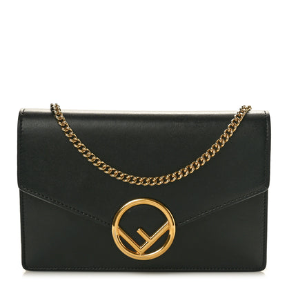 Fendi Vitello Liberty Lucido F is Fendi Medium Envelope Wallet on Chain Black 1 of 9