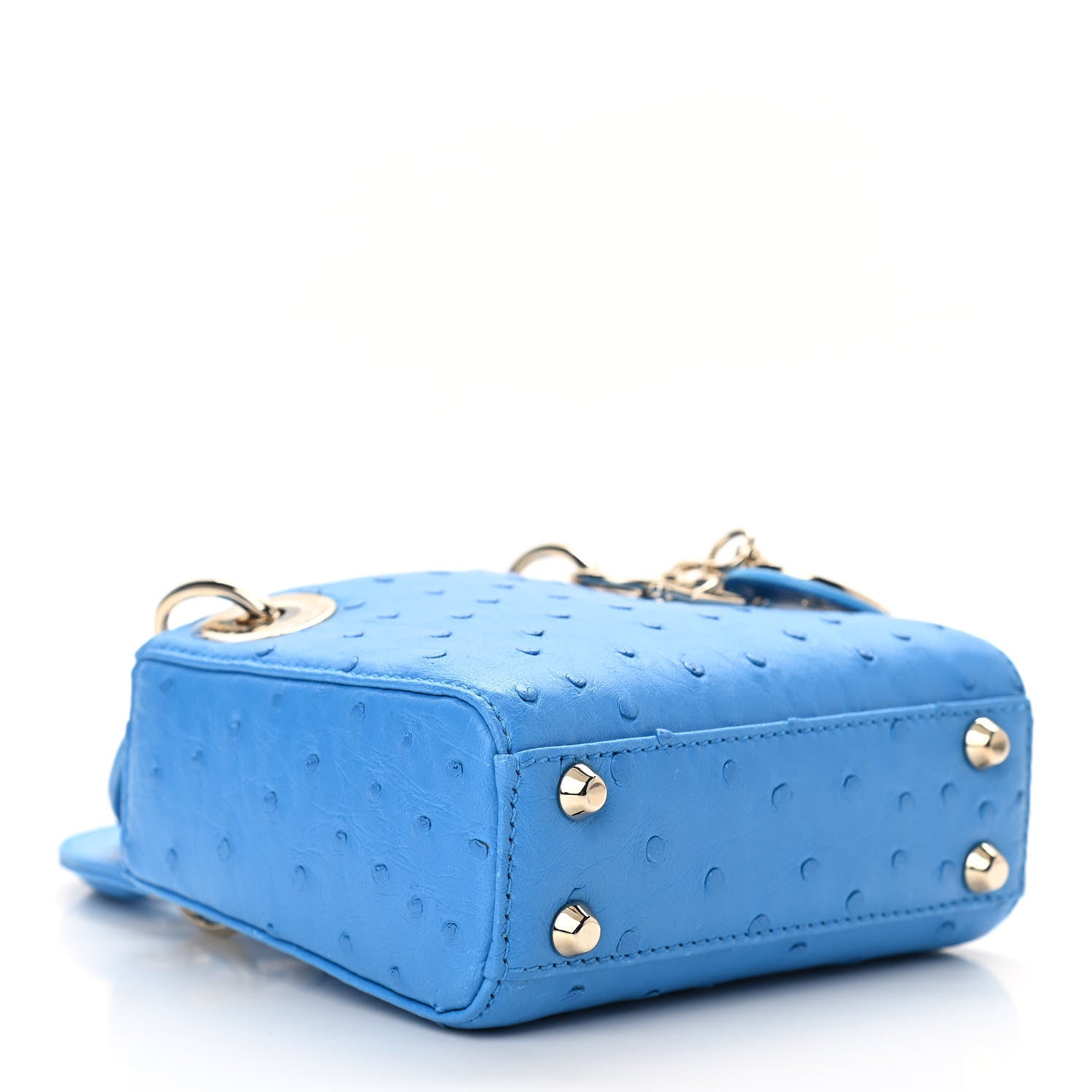 Christian Dior Ostrich Micro Lady Dior Blue 4 of 9