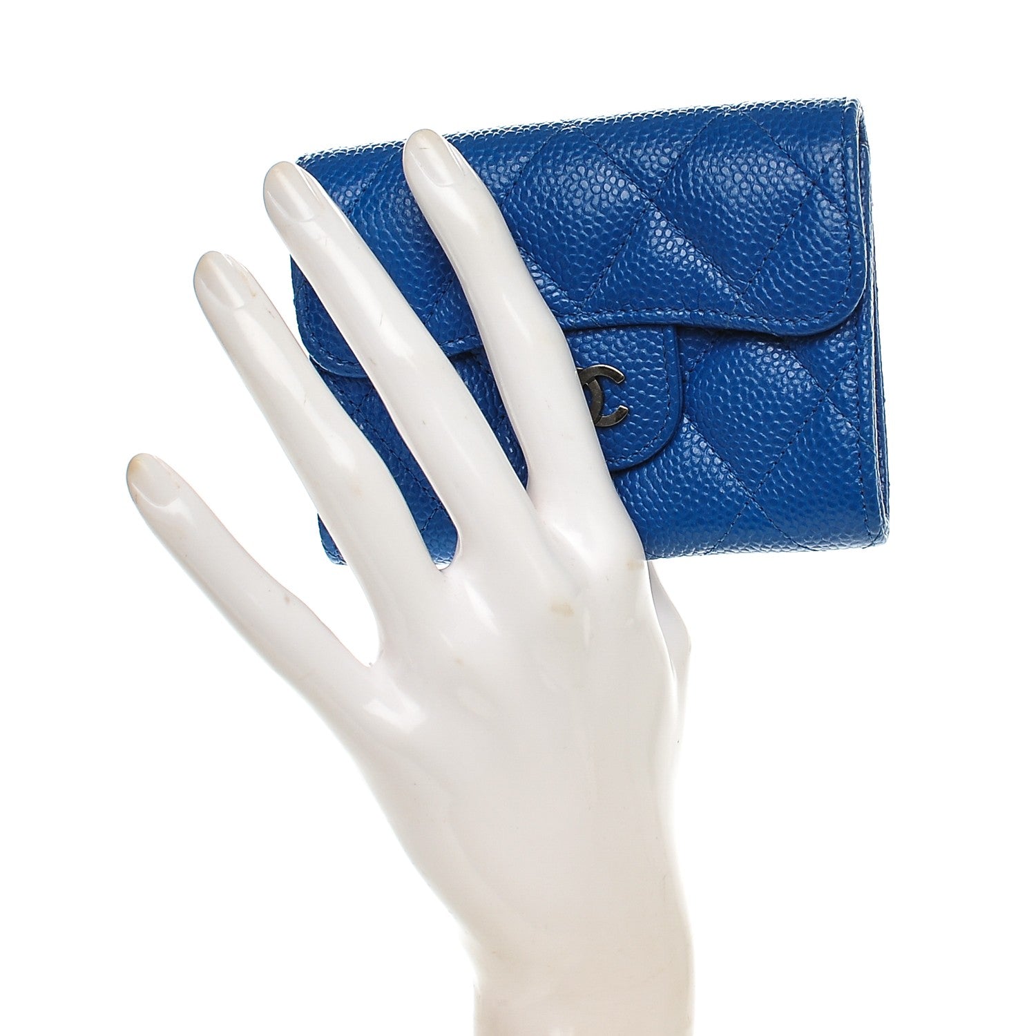 Chanel Caviar Quilted Card Holder Blue 2 of 7