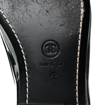 Chanel Patent Crackled Calfskin CC Mocassin Loafers 38 Black 6 of 10