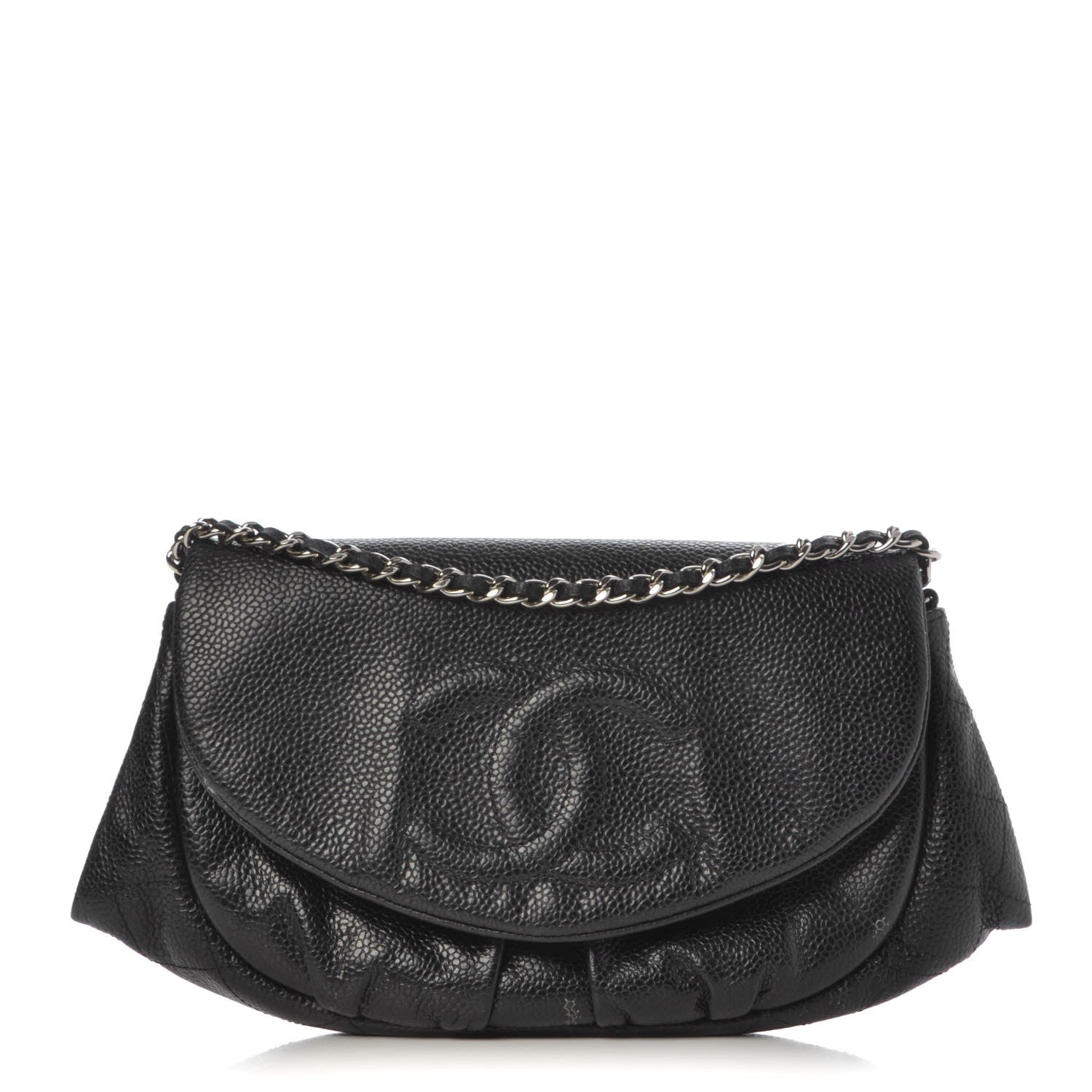 Chanel Caviar Half Moon Wallet On Chain WOC Black 1 of 10