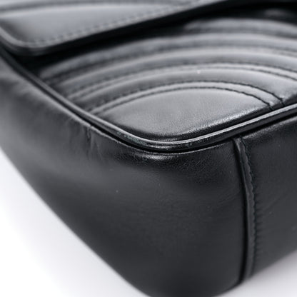 Gucci Calfskin Matelasse Small GG Marmont Shoulder Bag Black 8 of 13