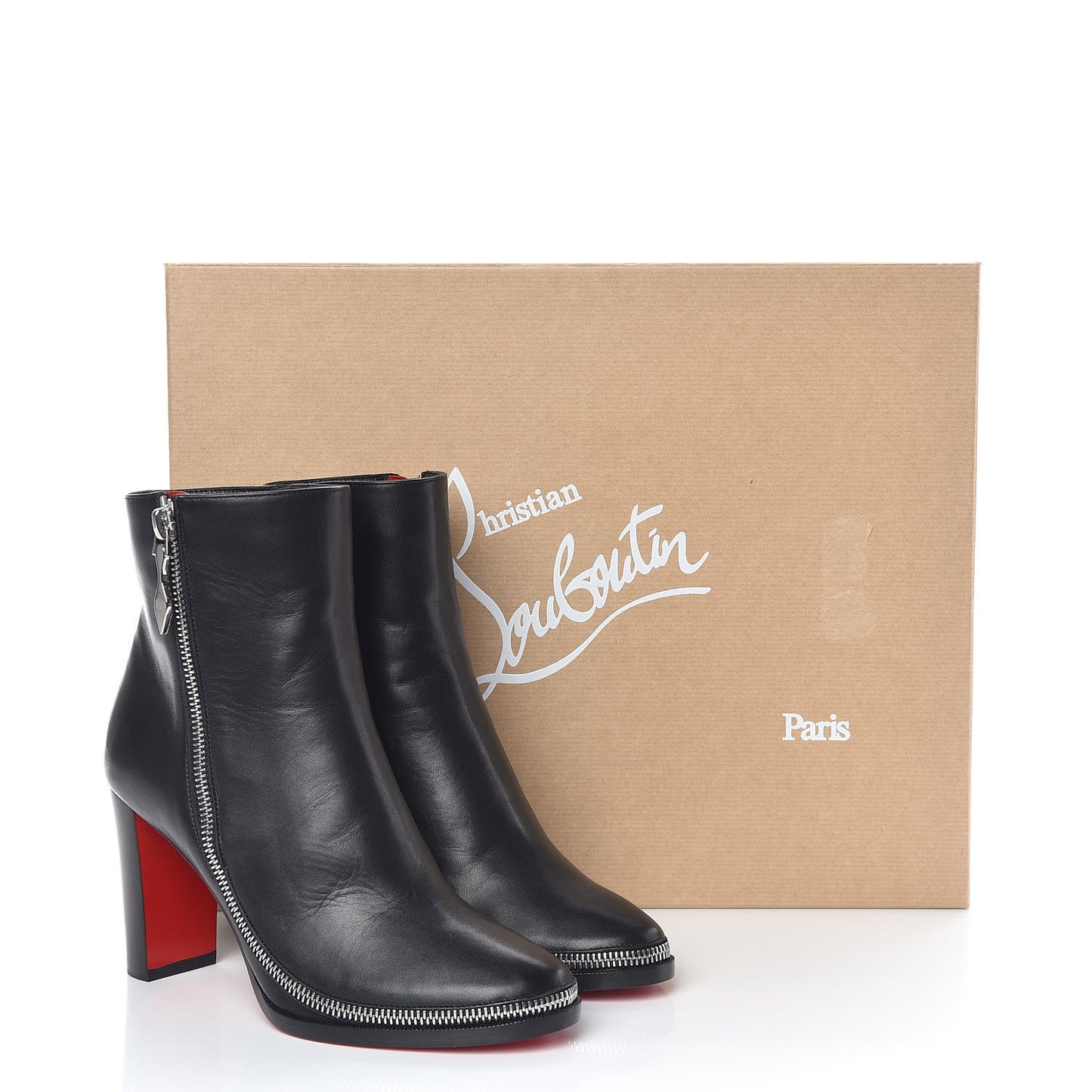 Calfskin Telezip 85 Ankle Bootie 37.5 Black