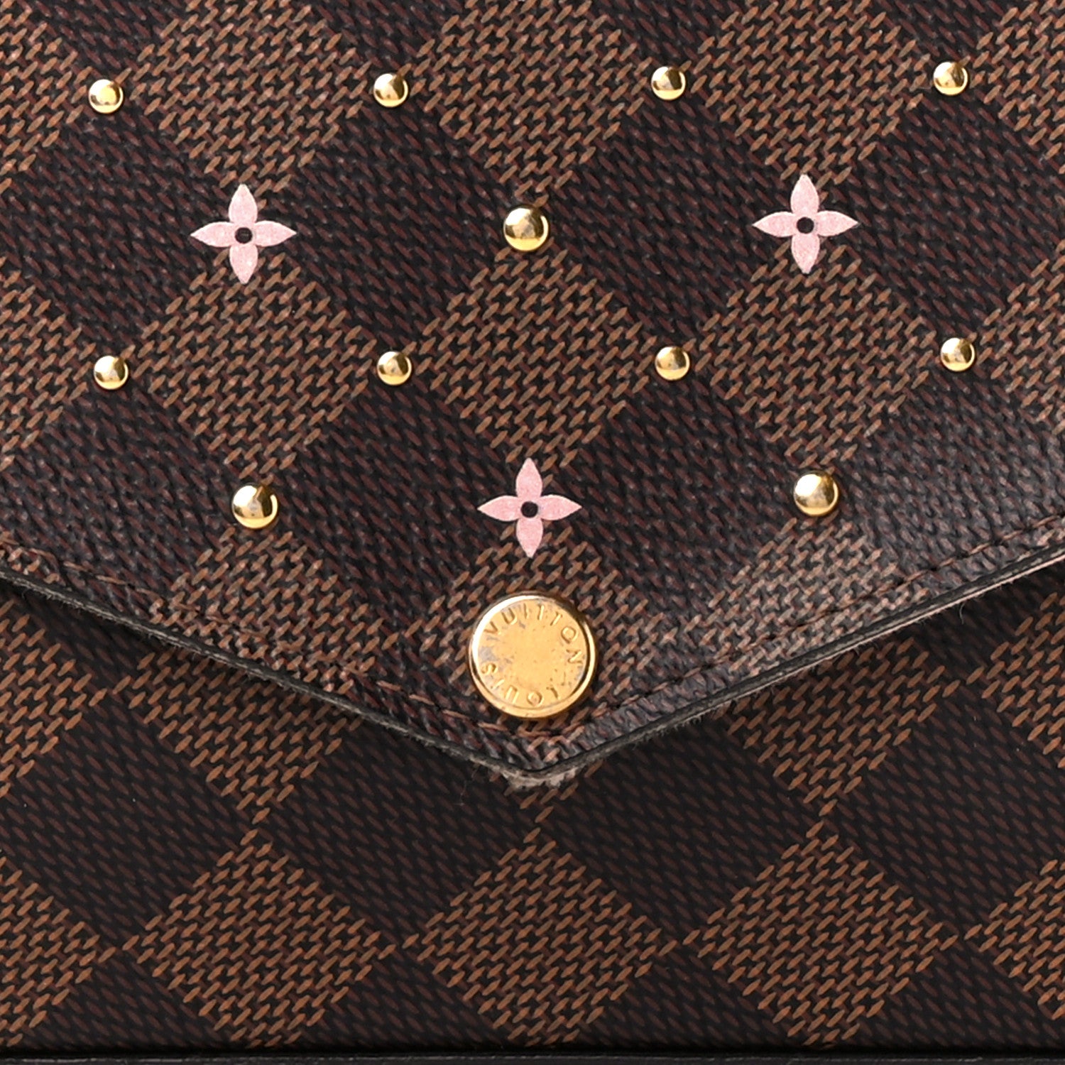 Louis Vuitton Damier Ebene Studded Pochette Felicie Chain Wallet 12 of 14