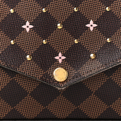 Louis Vuitton Damier Ebene Studded Pochette Felicie Chain Wallet 12 of 14