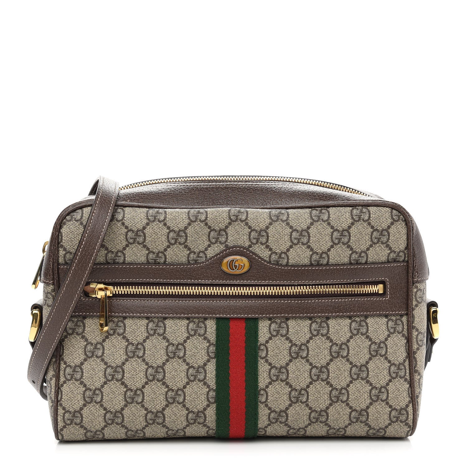 Gucci GG Supreme Monogram Web Small Ophidia Shoulder Bag Brown 1 of 10