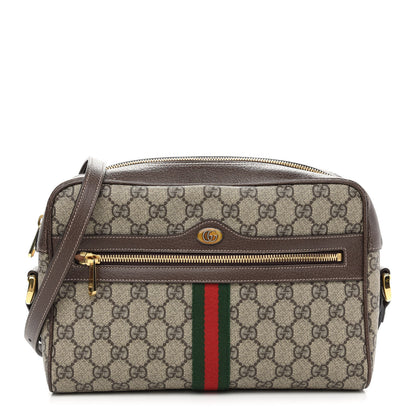 Gucci GG Supreme Monogram Web Small Ophidia Shoulder Bag Brown 1 of 10