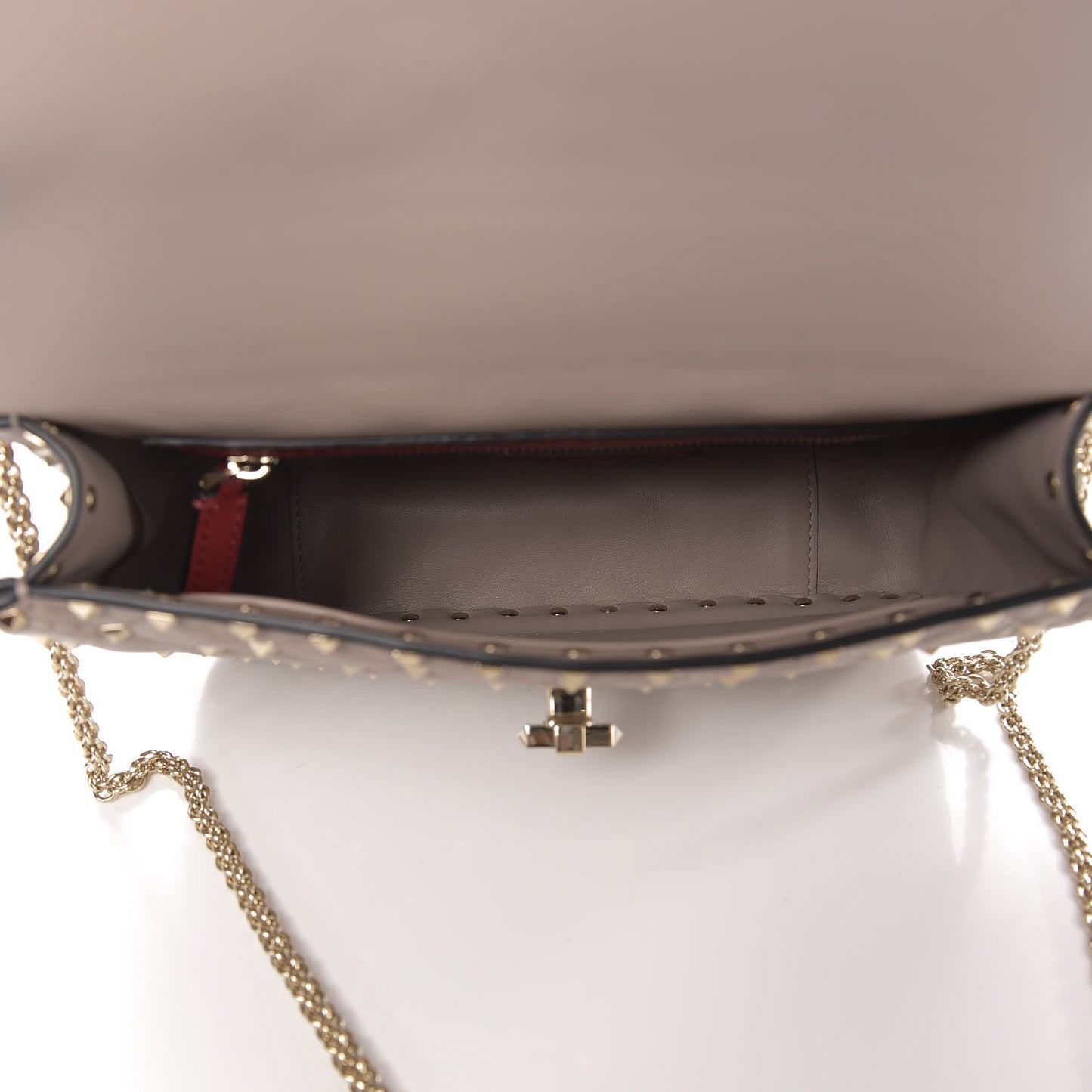 Lambskin Medium Rockstud Spike Shoulder Bag Poudre
