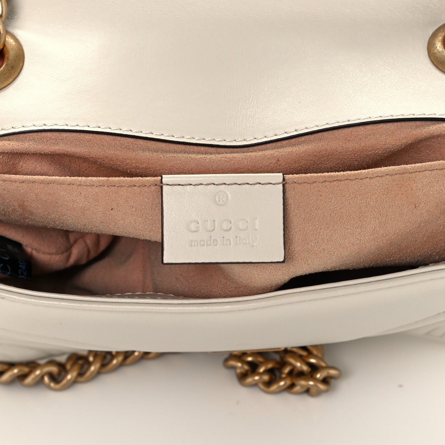 Calfskin Matelasse Mini GG Marmont Shoulder Bag White