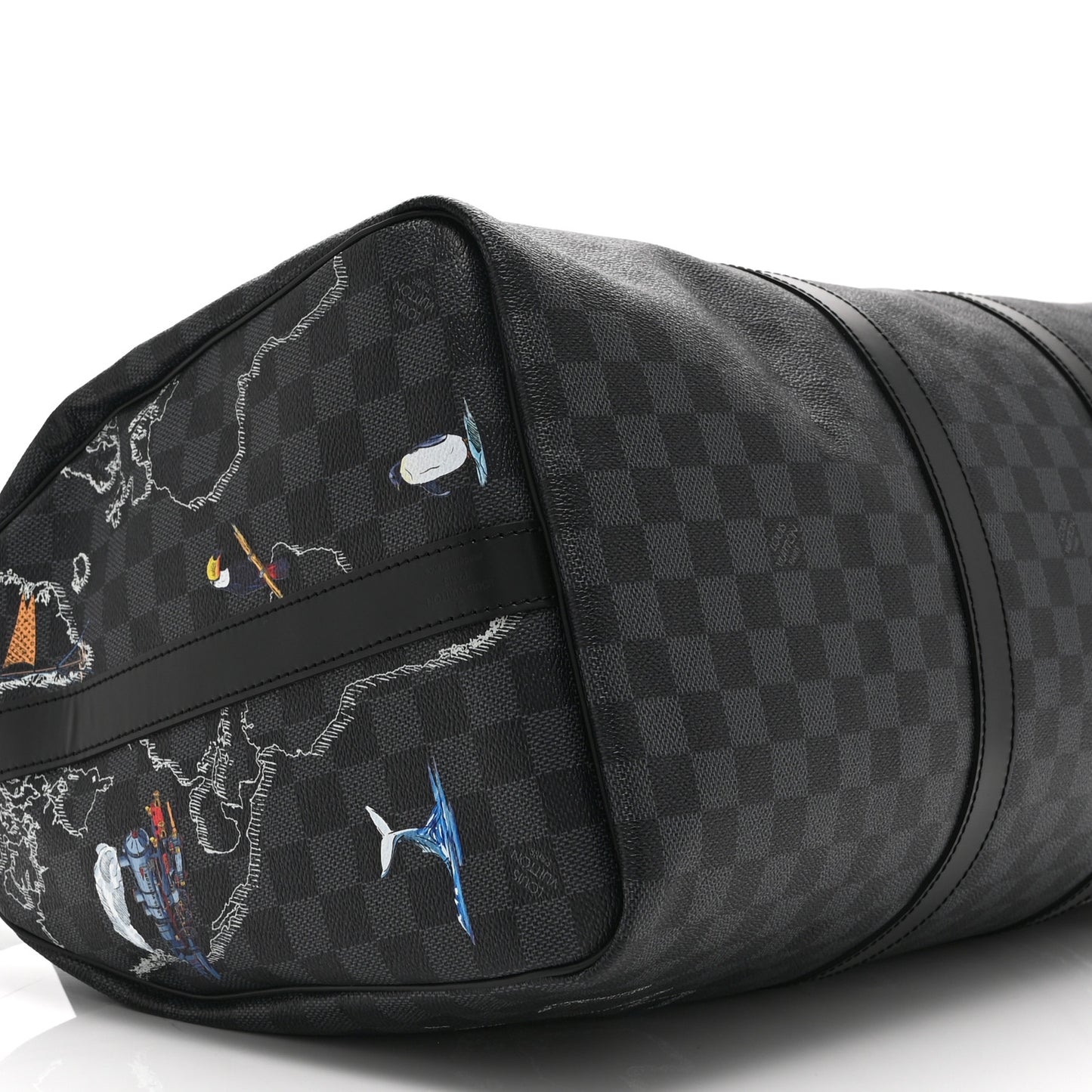 Damier Graphite World Map Keepall Bandouliere 50