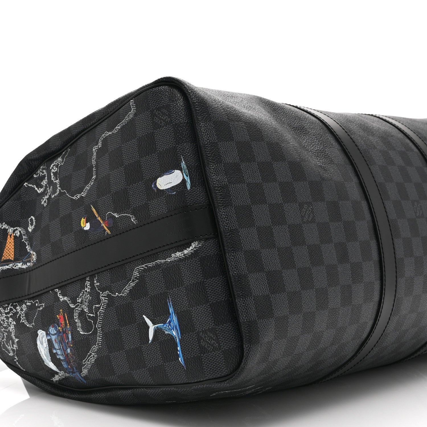 Louis Vuitton Damier Graphite World Map Keepall Bandouliere 50 8 of 9