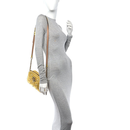 Gucci Metallic Calfskin Matelasse Studded Small Pearly GG Marmont Chain Shoulder Bag Gold 2 of 11