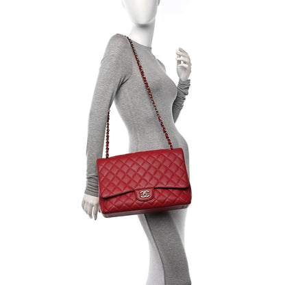 Chanel Caviar Quilted Maxi Single Flap Red 2 of 13