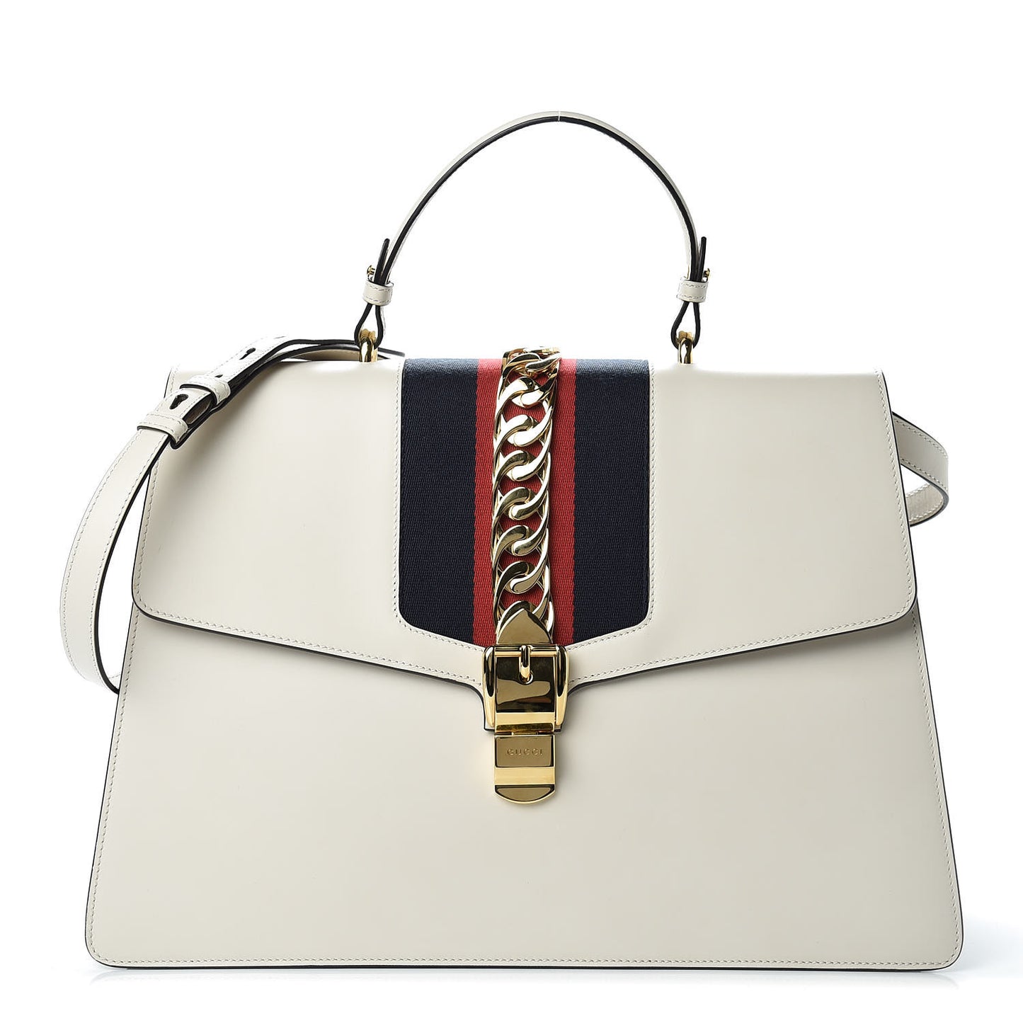 Calfskin Maxi Sylvie Top Handle Bag White