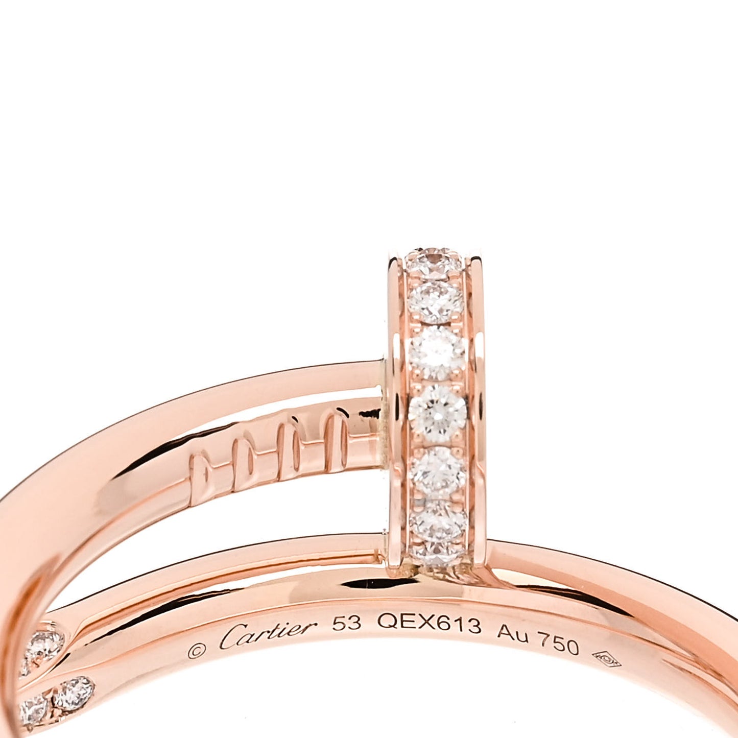 18K Pink Gold Diamond Juste Un Clou Ring 53 6.25