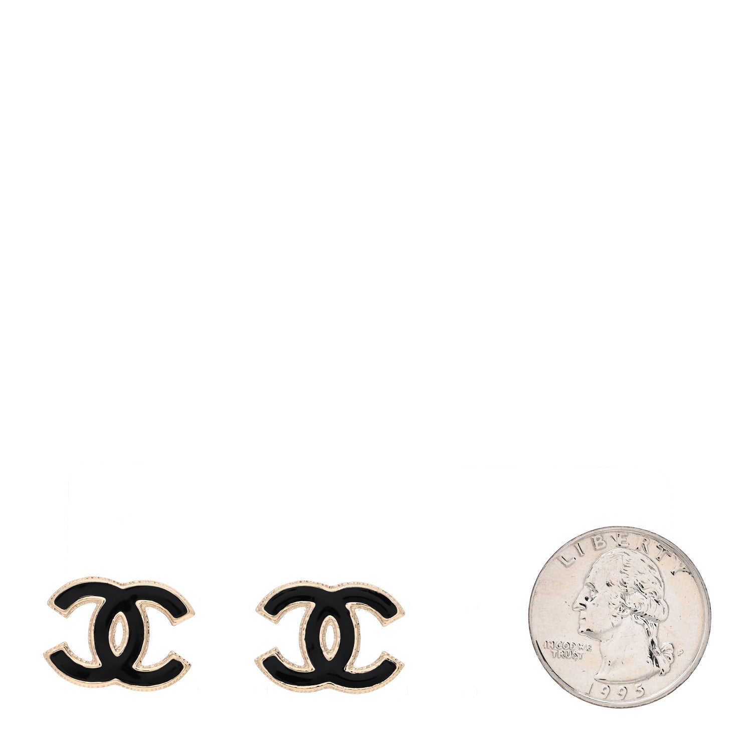 Chanel Metal Enamel CC Earrings Black Gold 2 of 5