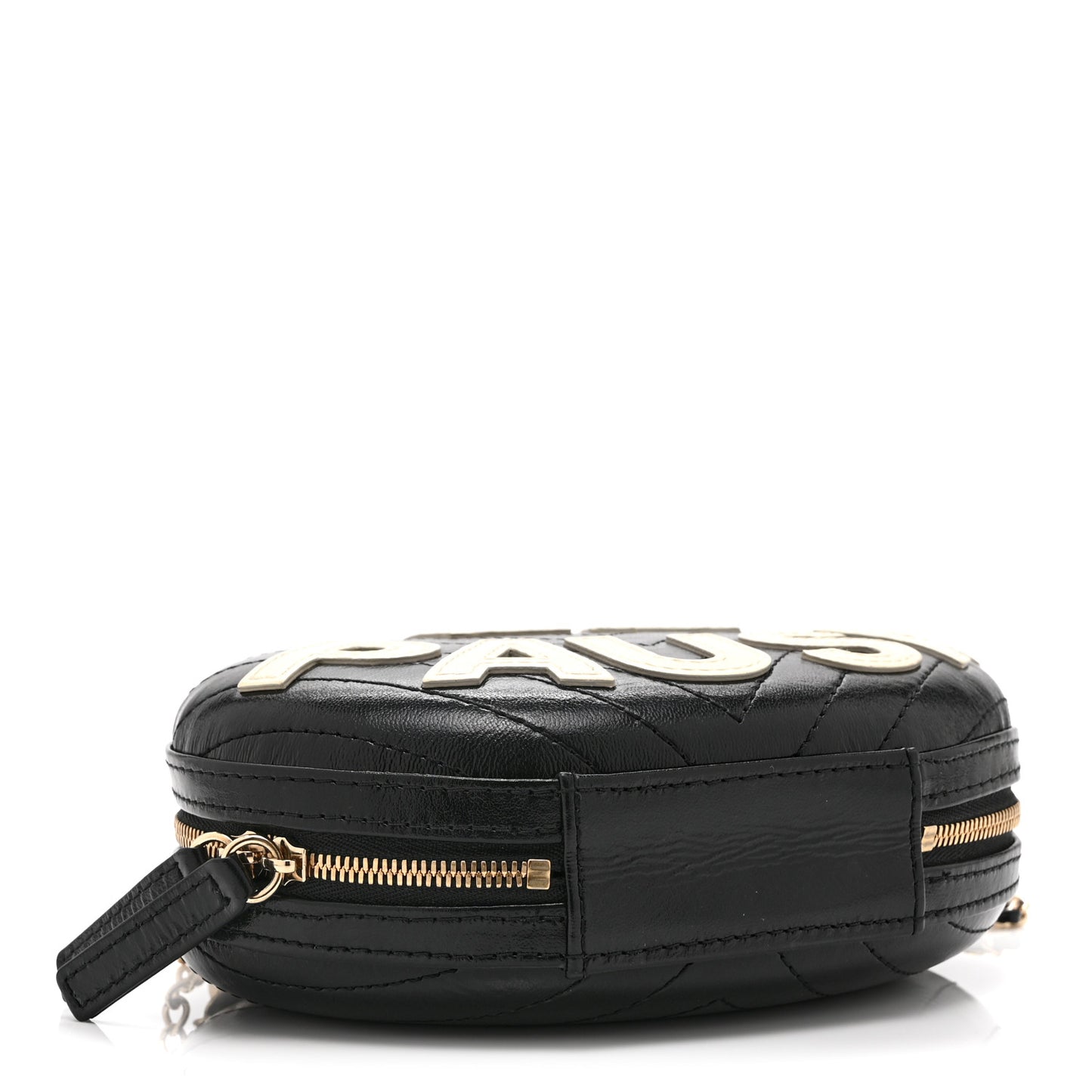 Lambskin Embroidered Chevron Quilted La Pausa Tassel Clutch Black