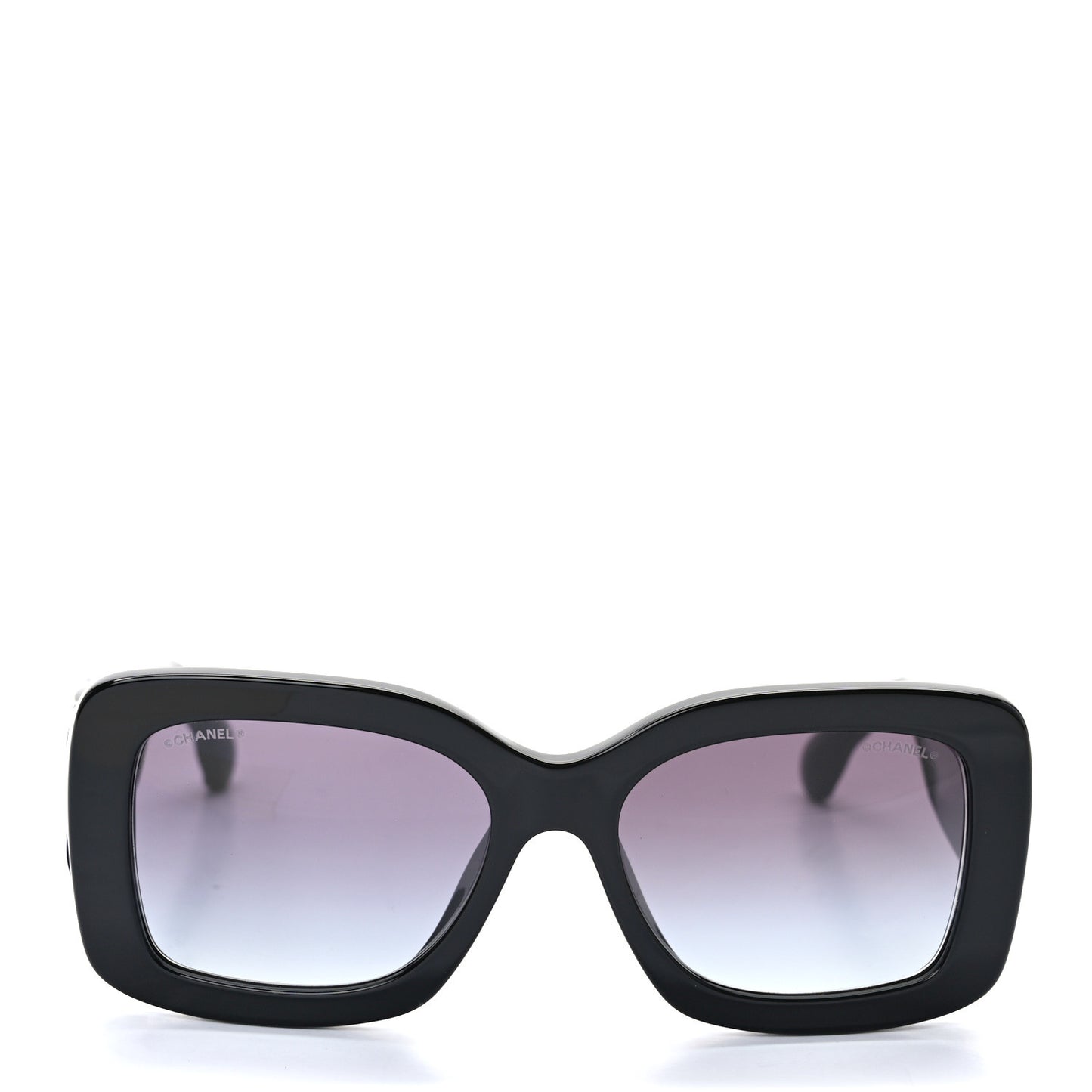 Acetate Quilted CC Rectangle Sunglasses 5483-A Black