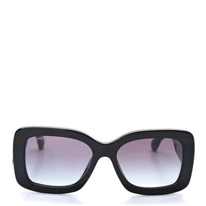 Chanel Acetate Quilted CC Rectangle Sunglasses 5483-A Black 2 of 8