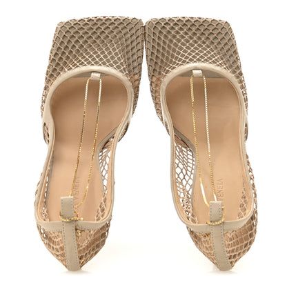 Bottega Veneta Mesh Calfskin Chain Stretch Pumps 39 Beige 2 of 10
