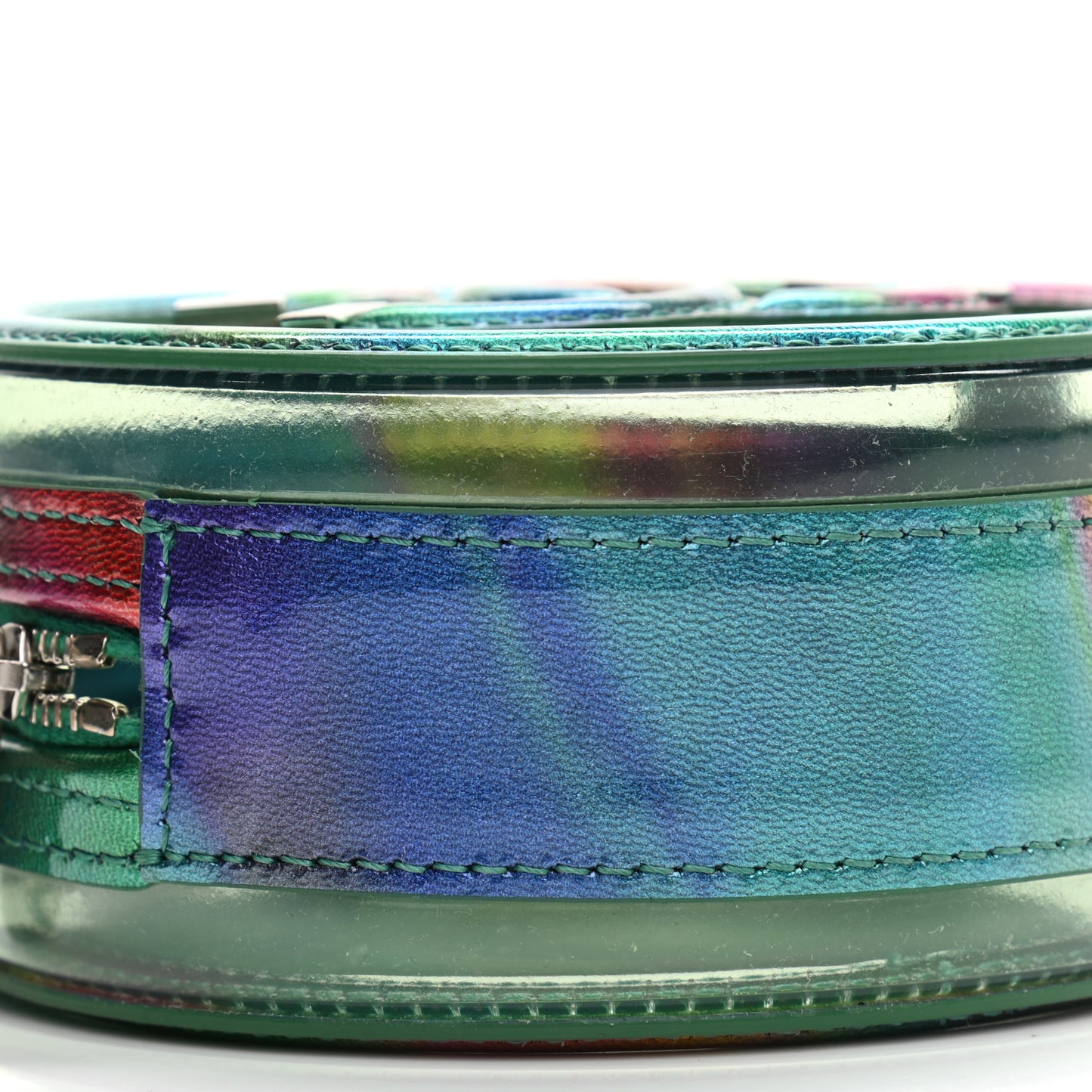 PVC Calfskin Lambskin Quilted Round Filigree Clutch With Chain Green