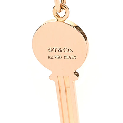 Tiffany 18K Rose Gold Diamond Mini Modern Keys Round Key Pendant Necklace 6 of 6