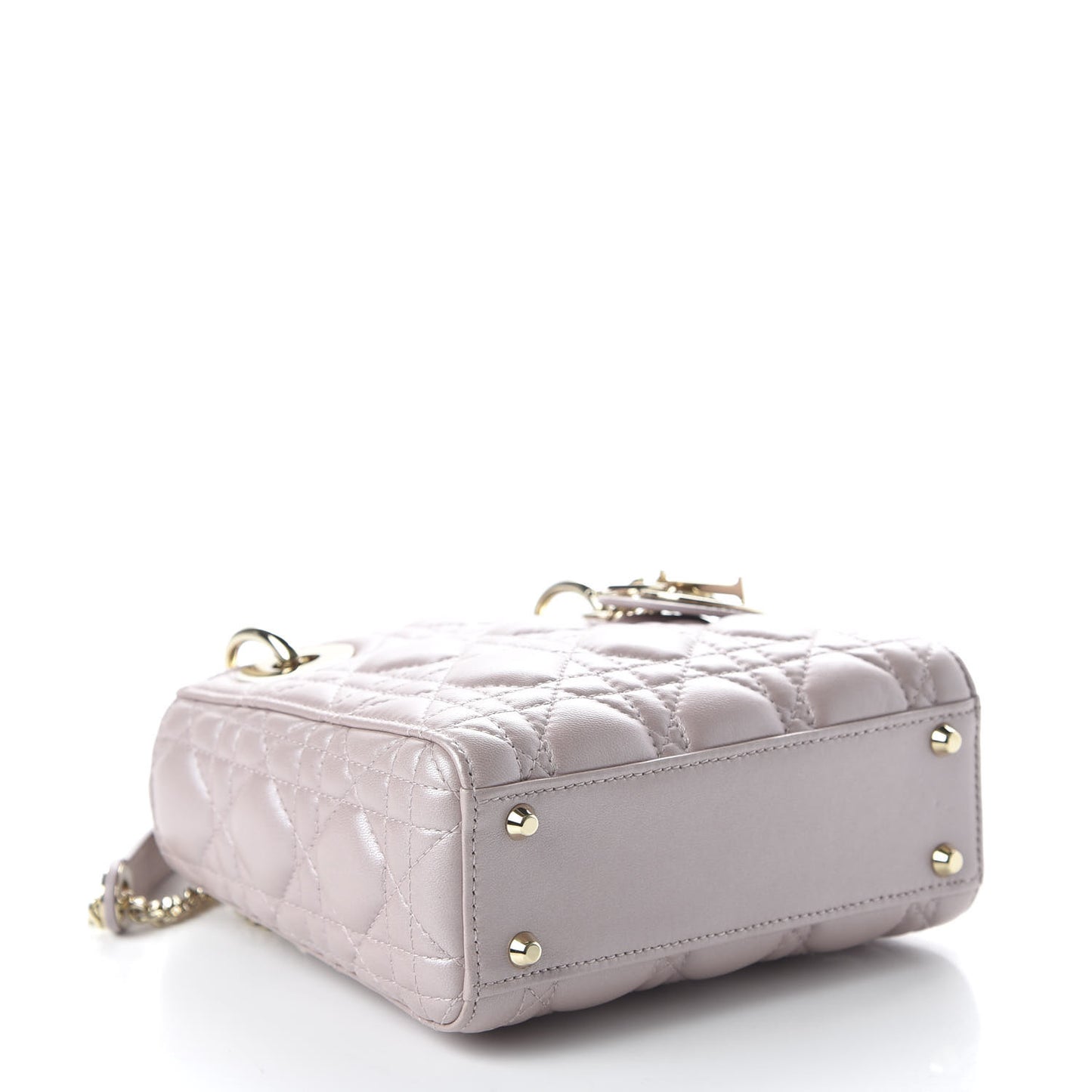 Metallic Lambskin Cannage Mini Lady Dior Lotus
