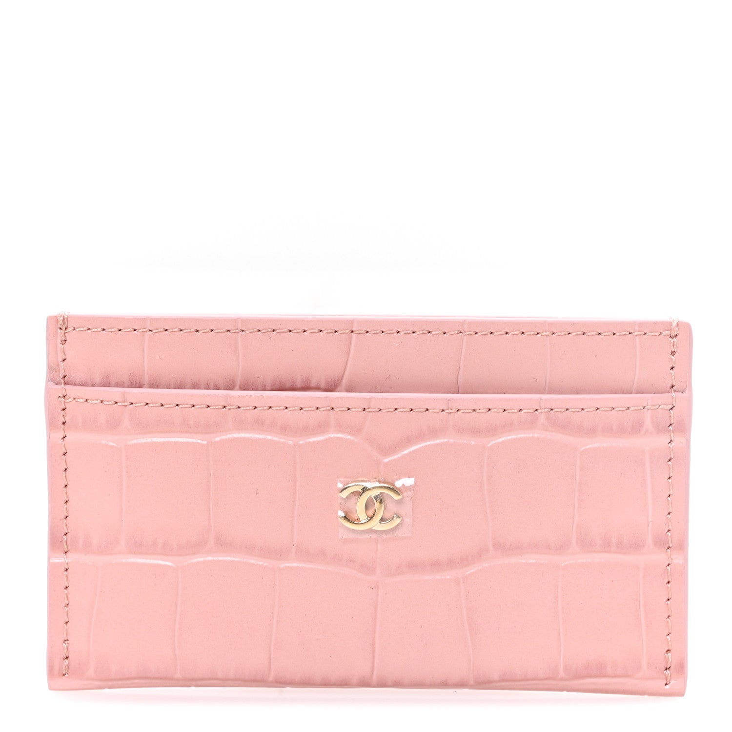 Chanel Calfskin Crocodile Embossed Crococo Card Holder Light Pink 1 of 6