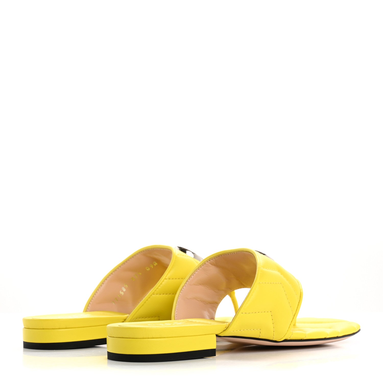 Gucci Nappa Charlotte Double G Marmont Thong Sandals 37.5 Acid Lime 5 of 10