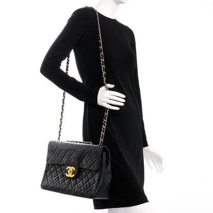 Chanel Lambskin Quilted XL Jumbo Single Flap Black 2 of 16