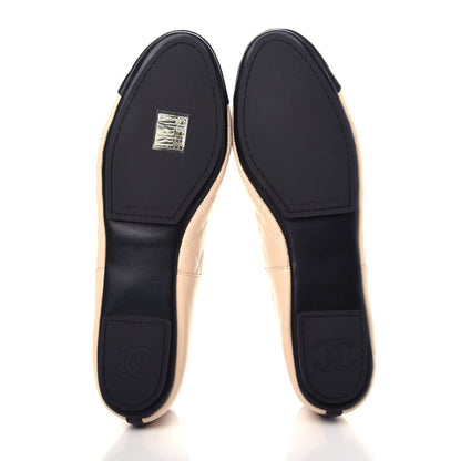 Chanel Lambskin Quilted Cap Toe Slipper With Pouch 37 Beige Black 6 of 12