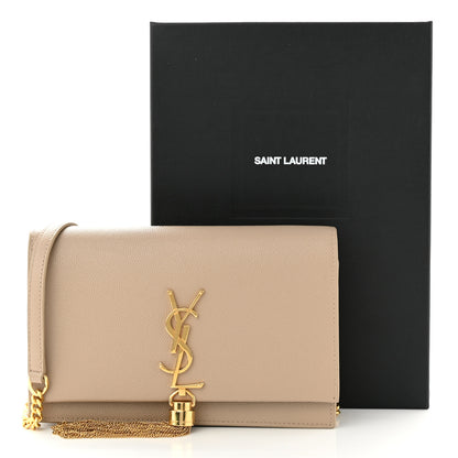 Saint Laurent Grain De Poudre Classic Monogram Kate Tassel Chain Wallet Dark Beige 10 of 10