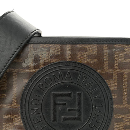 Fendi Glazed Fabric Vitello Century F is Fendi FF 1974 Stamp Patch Camera Case Mogano Panna Black 7 of 17