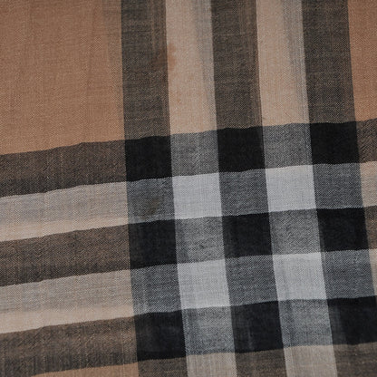 Burberry Linen Giant Check Lightweight Scarf Camel 7 of 10