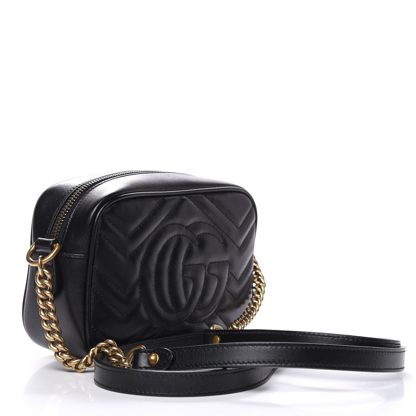 Calfskin Matelasse Mini GG Marmont Chain Shoulder Bag Black