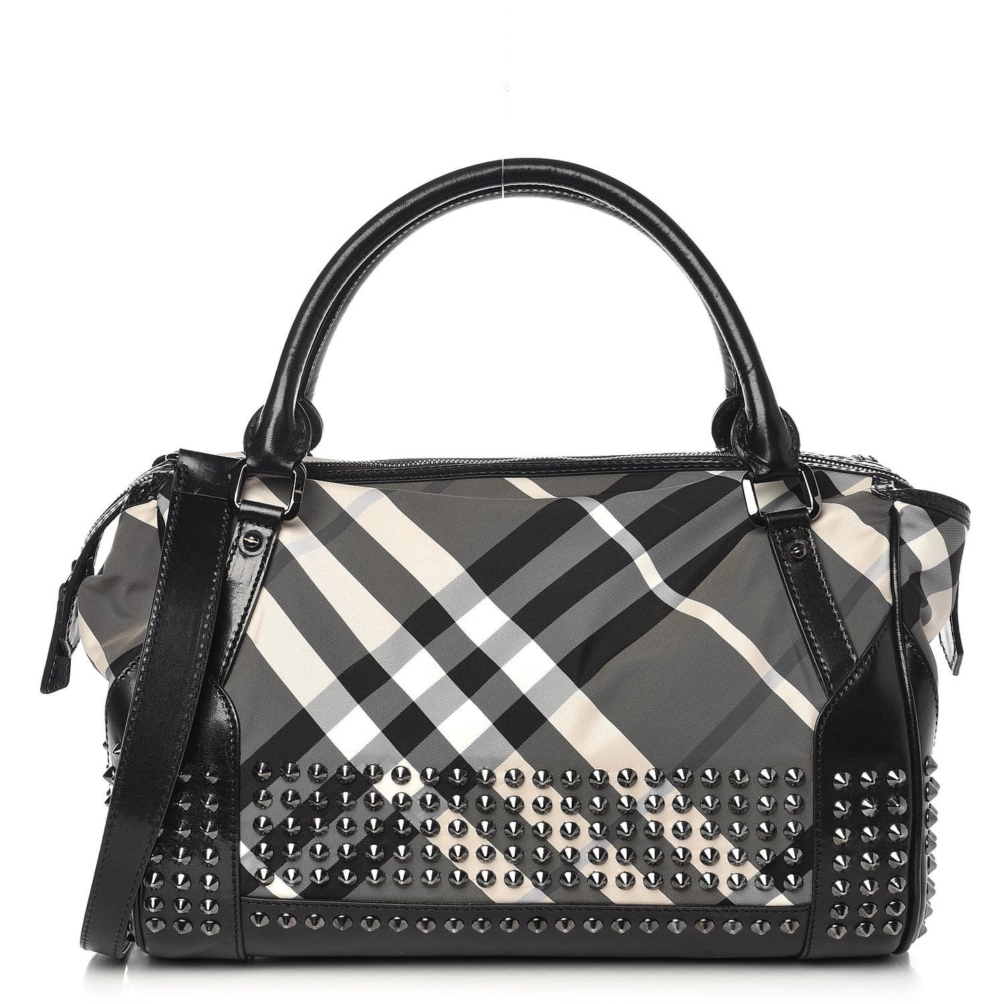 Nylon Beat Check Studded Medium Edenham Satchel Black
