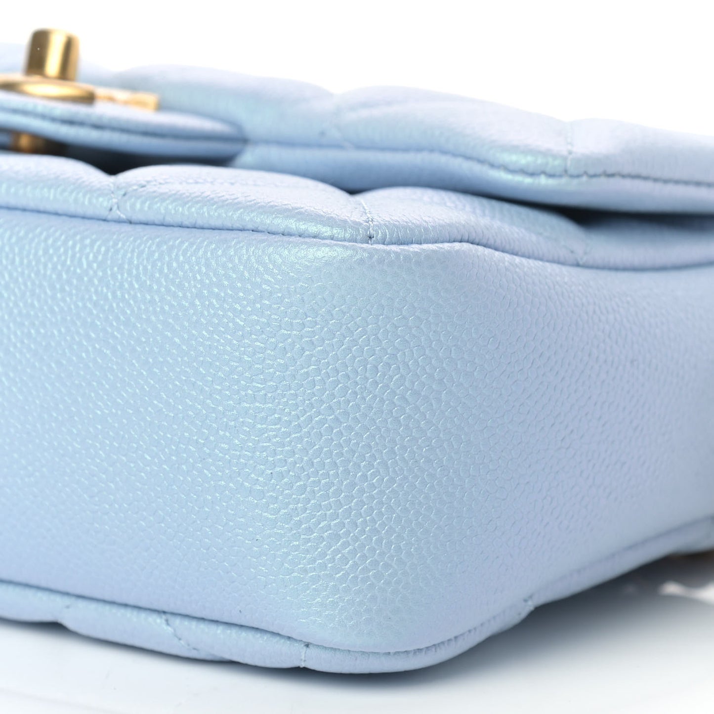 Iridescent Caviar Quilted Mini My Perfect Flap Light Blue